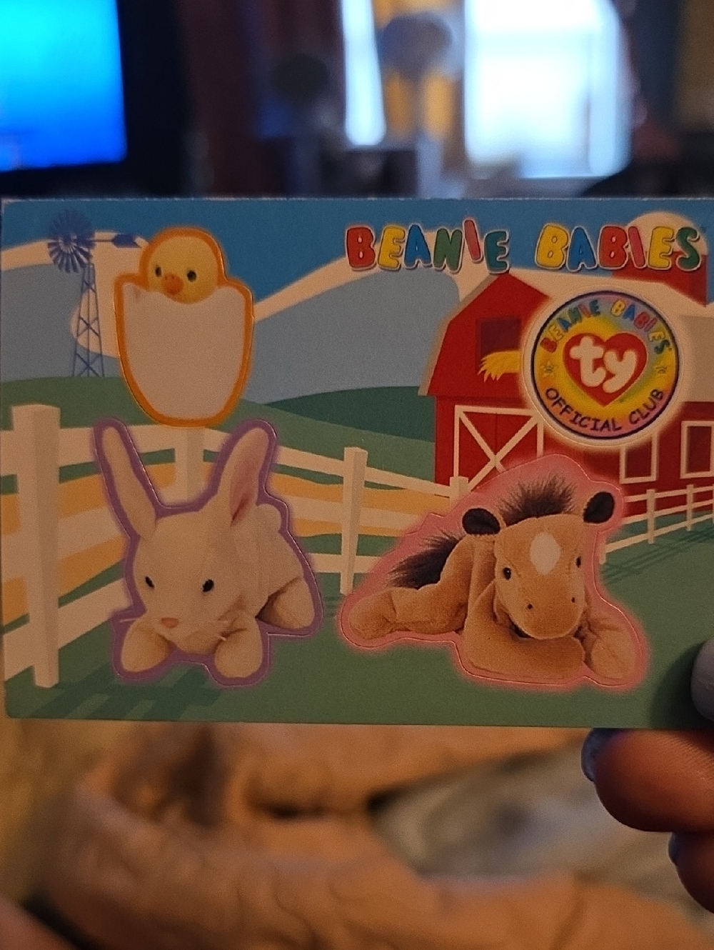 Ty Beanie Babies Chick, Bunny and Horse Farm Card Original Stickers
